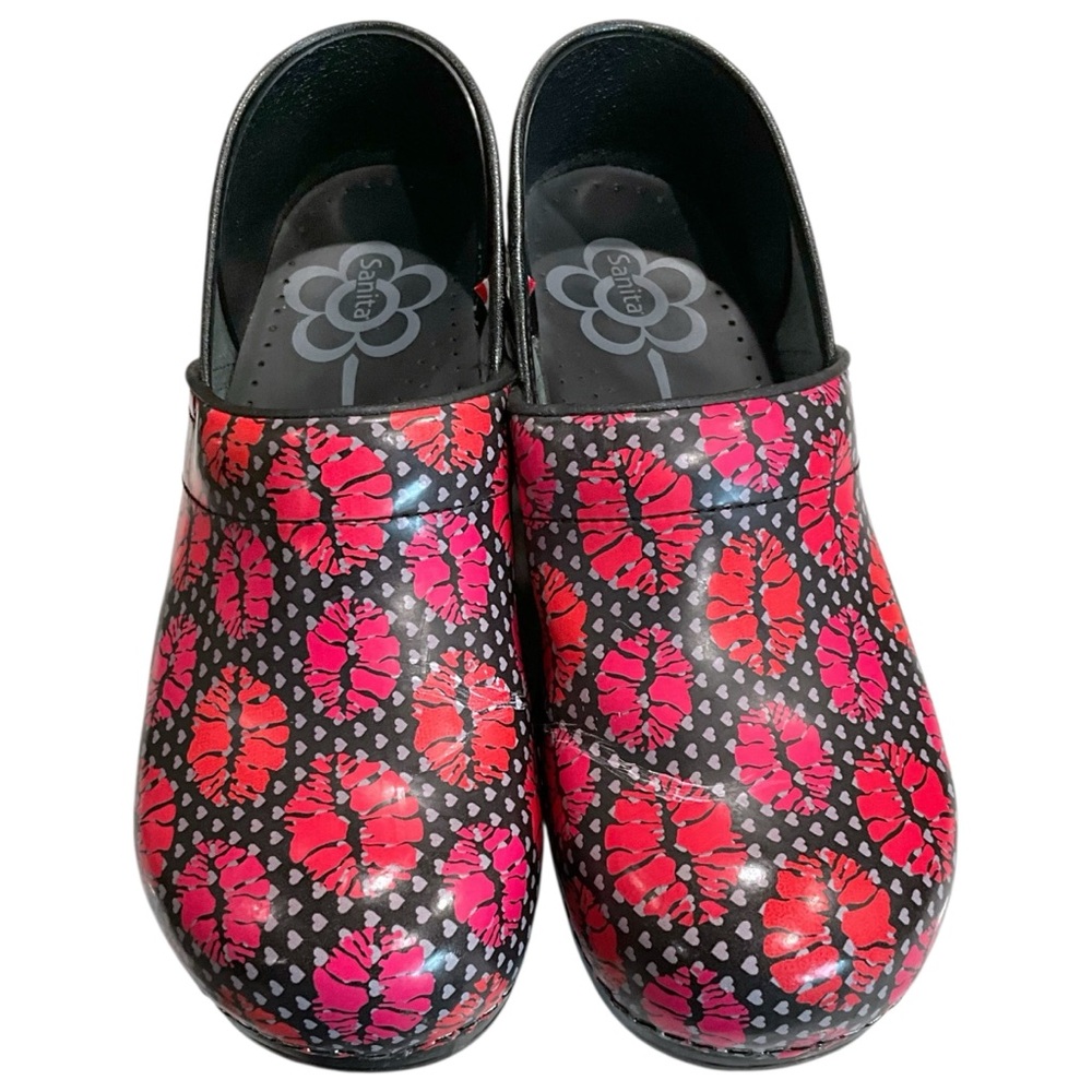 Sanita Lipstick Kiss Heart Leather Professional Clogs Women’s 40 - Picture 2 of 12